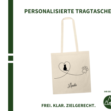 Design Katze Herz (Stofftasche)