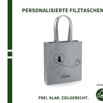 Design Katze Herz (Filztasche)